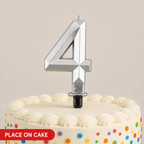240 Pieces Assorted Colour Diamond Number 4 Cake Candle, 3 in, 1 Piece