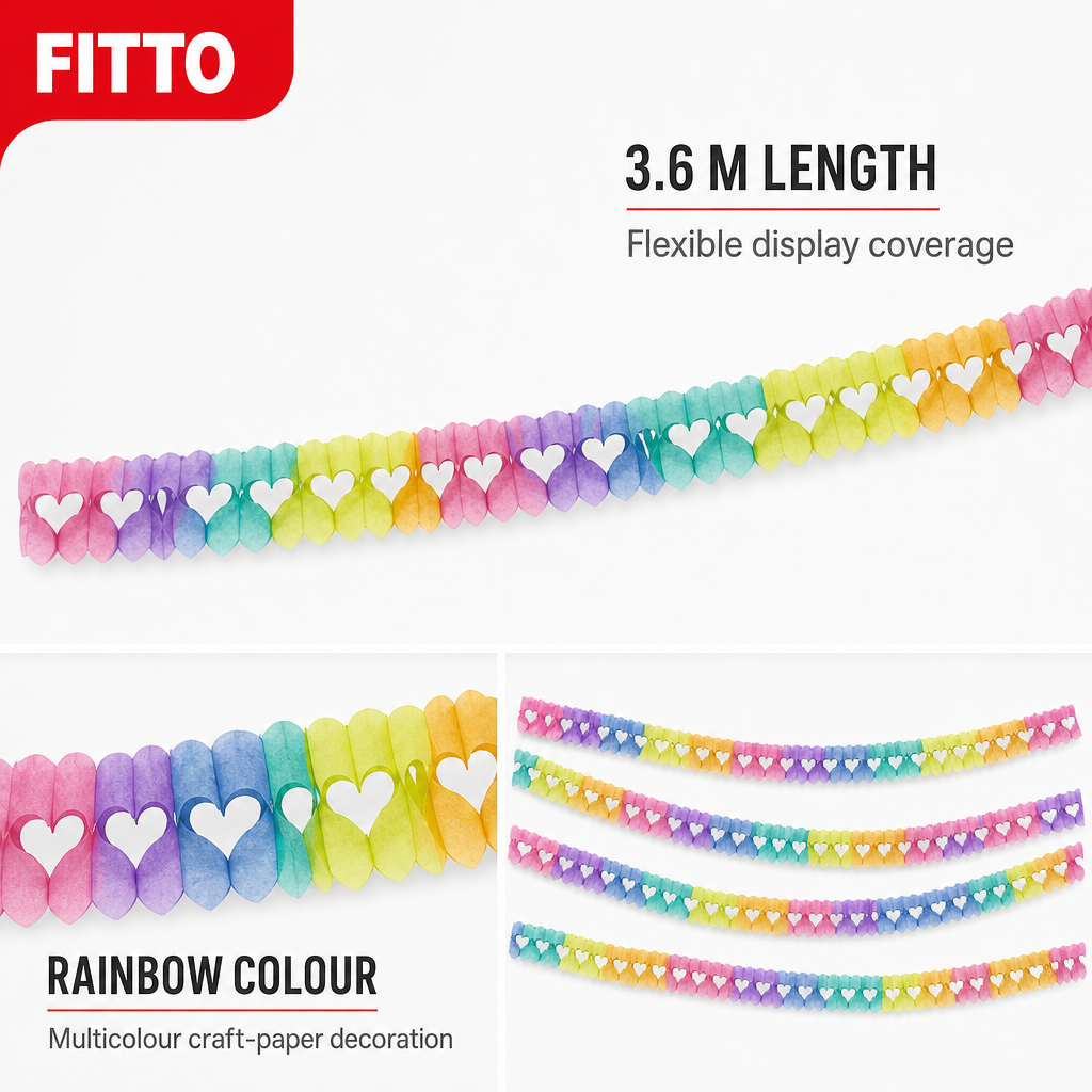 240 Pieces Rainbow Craft Paper Garland, 3.6 m Hanging Party Decorations, 1 Piece