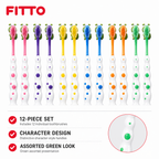 120 Pieces Character Design Toothbrush Set, 12 Pieces, Green Assorted Handles