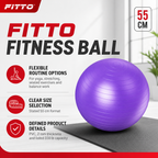 96 Pieces Exercise Ball for Fitness and Yoga, Purple PVC Core Training Ball, 55cm, 2mm, 330 lb Capacity