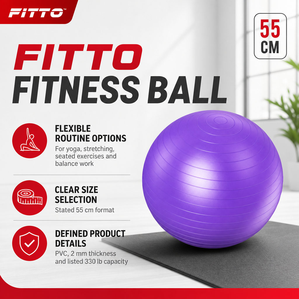 96 Pieces Exercise Ball for Fitness and Yoga, Purple PVC Core Training Ball, 55cm, 2mm, 330 lb Capacity