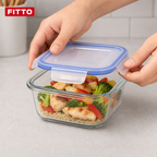 96 Pieces Square Glass Food Container with PP Lid, 320 ml