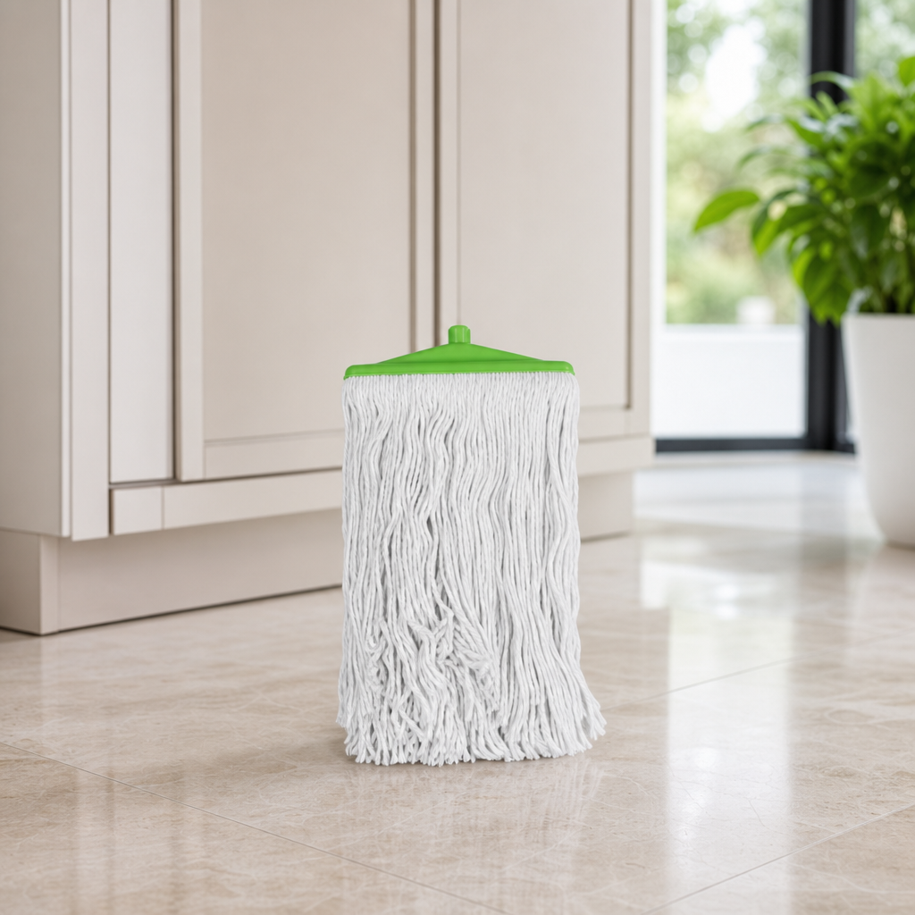 96 Pieces Cotton Mop Head 400 g, Green and White, Single Replacement Cleaning Head
