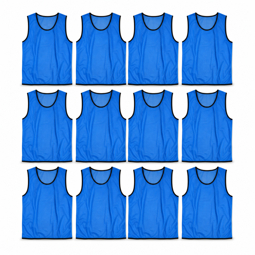 48 Pieces Mesh Sports Training Bib Vests, Standard Size, Blue, 12-Piece Pack