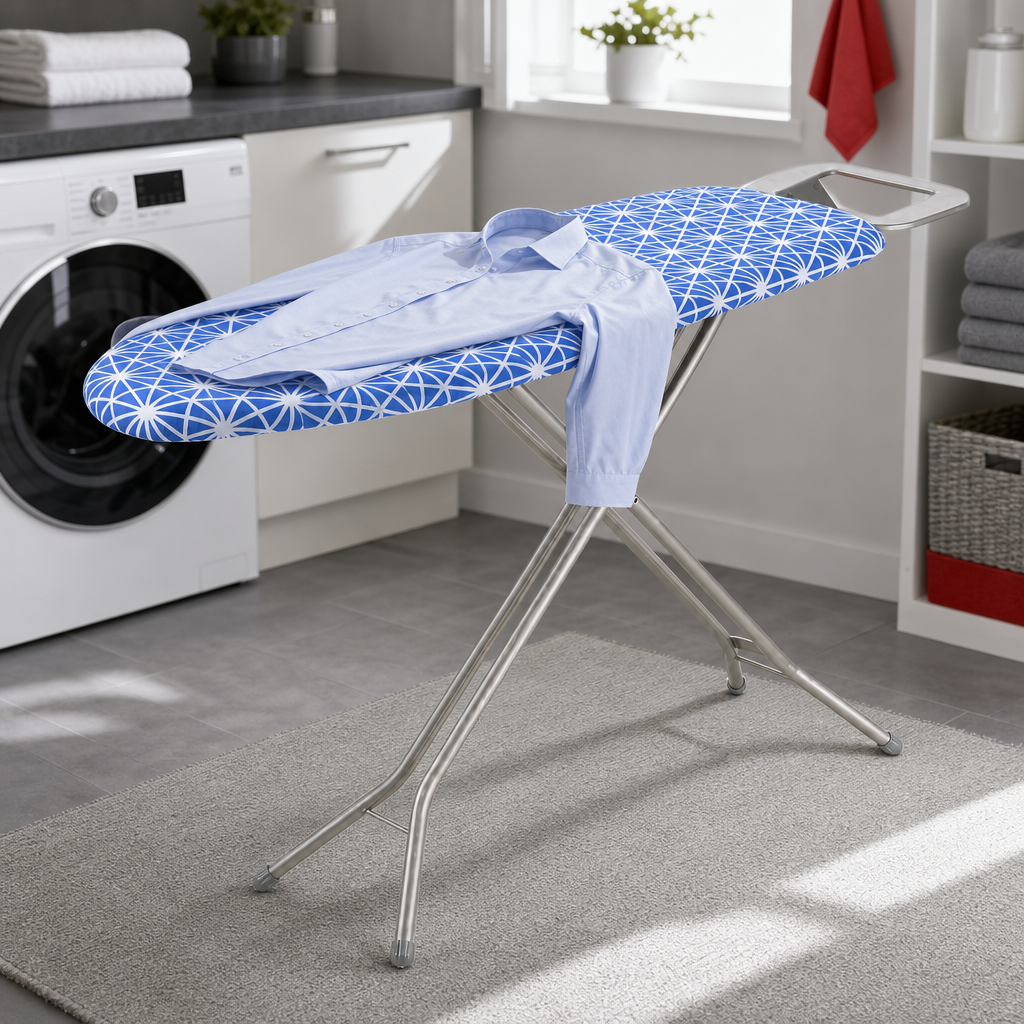 60 Pieces Ironing Boards, Foldable Pressing Surface, Blue Geometric Cover, 36 x 12 Inch