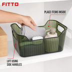 96 Pieces Rectangular Plastic Storage Box with Cutout Handles, Green or Clear, 30 × 22 × 12 cm