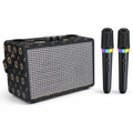 48 Pieces Portable Bluetooth Karaoke Speaker with Two Wireless Microphones, Black