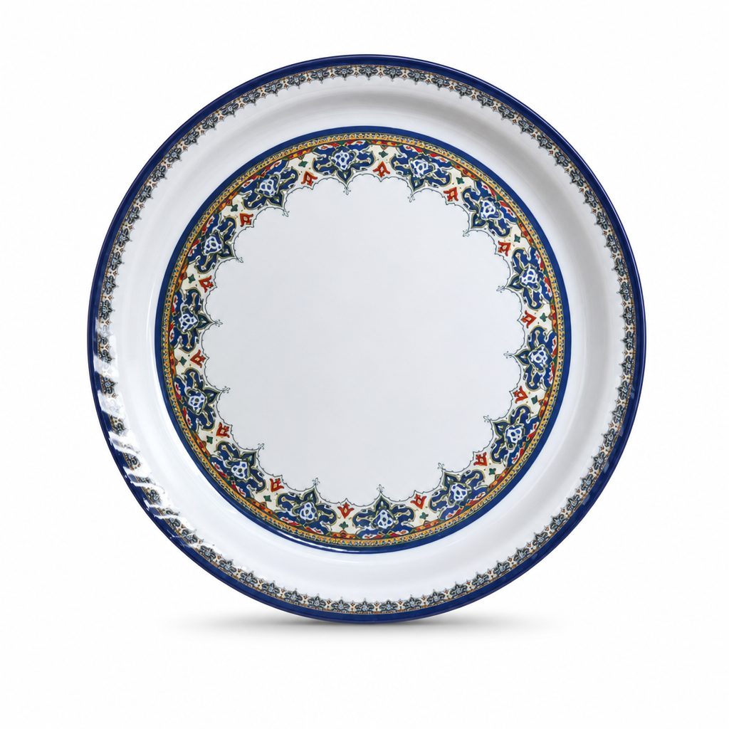 72 Pieces Melamine Round Serving Trays with Decorative Pattern, 45 cm