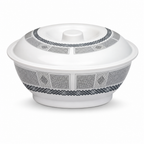 96 Pieces Melamine Bowl with Lid, 8 Inch, White and Grey Pattern
