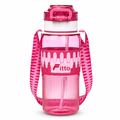 96 Pieces Sports Water Bottles with Flip Lid and Carry Strap, Pink Printed Design, 600 ml