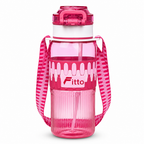 96 Pieces Sports Water Bottles with Flip Lid and Carry Strap, Pink Printed Design, 600 ml