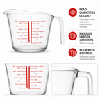 96 Pieces Tempered Glass Measuring Jug, 1000 ml, Clear, 1 Piece with Measurement Markings