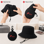 96 Pieces Packable Bucket Hat with Carry Pouch, Black, 1 Piece
