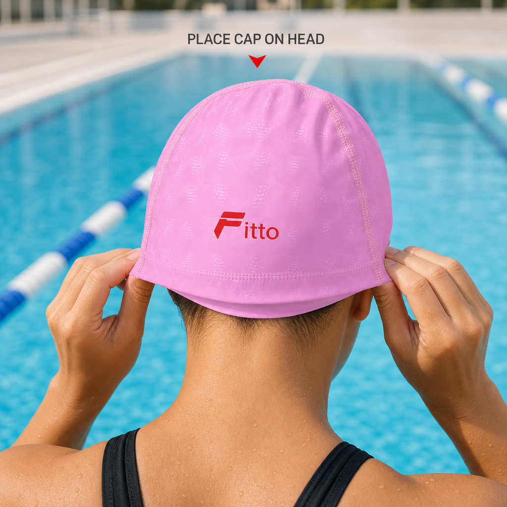 96 Pieces 3D PU Swimming Cap, Pink