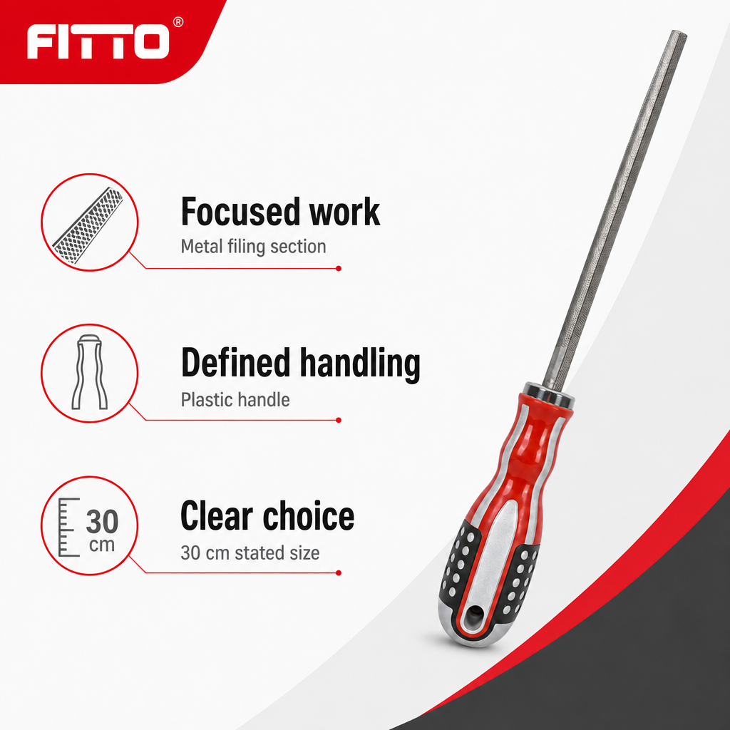 120 Pieces Metal Hand File with Plastic Handle, 30 cm, Red and Silver, 1 Piece