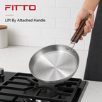 60 Pieces Stainless Steel Frying Pan with Handle, Round Cookwares for Kitchen Cooking, 48 x 30 x 8 cm