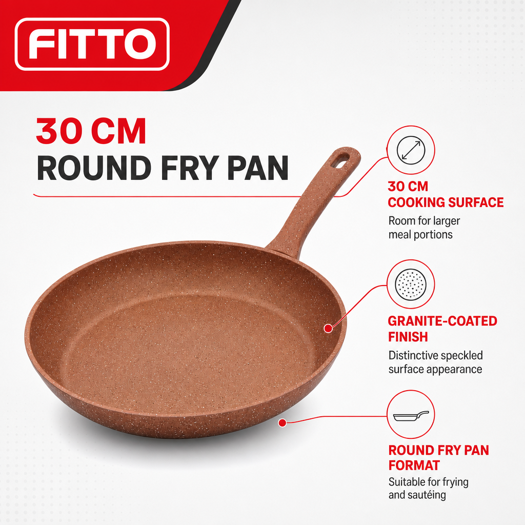 72 Pieces Granite-Coated Fry Pan, 30 cm, Brown Speckled Round Cooking Pan