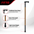 96 Pieces Wooden Walking Canes with Curved Handle, Black, 96 cm