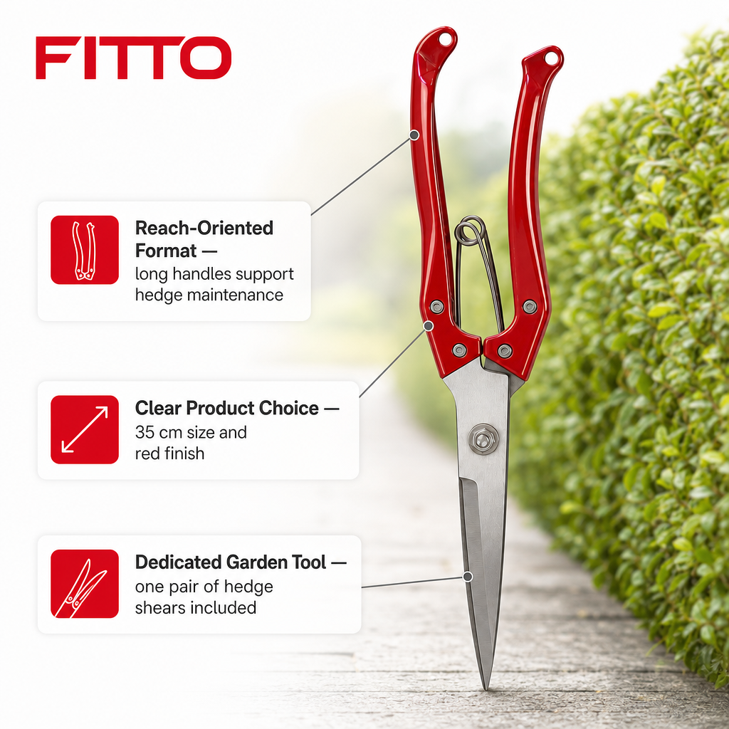 96 Pieces Long-Handle Hedge Shears, 35 cm, Red, 1 Piece