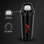 96 Pieces Sports Water Bottles, Black Bottle with Screw Cap and Carry Handle, 27 x 10 x 10 cm