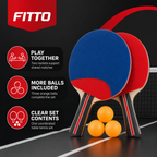 96 Pieces Table Tennis Racket Set, 2 Rackets and 3 Balls, Red and Blue Paddle Set for Recreational Matches