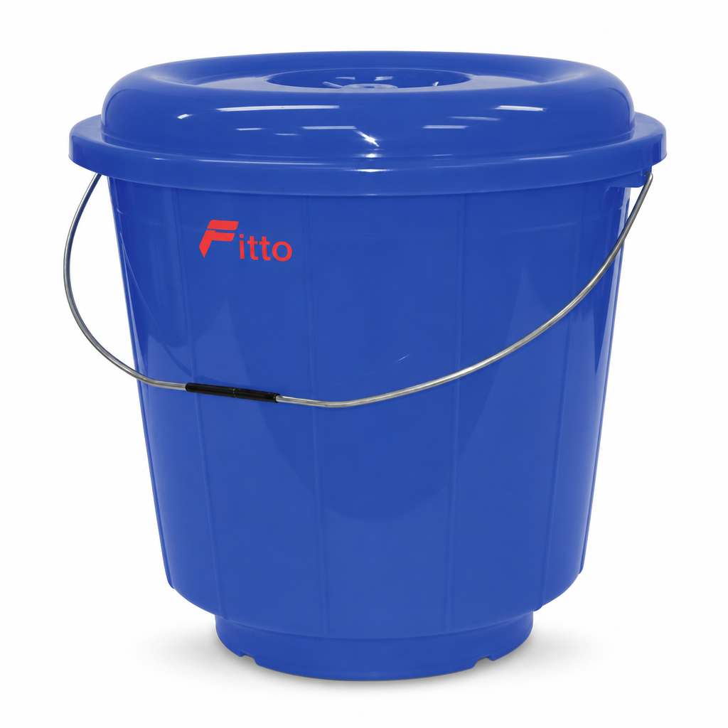 96 Pieces Plastic Bucket with Lid and Carry Handle, 11 Litre, Blue
