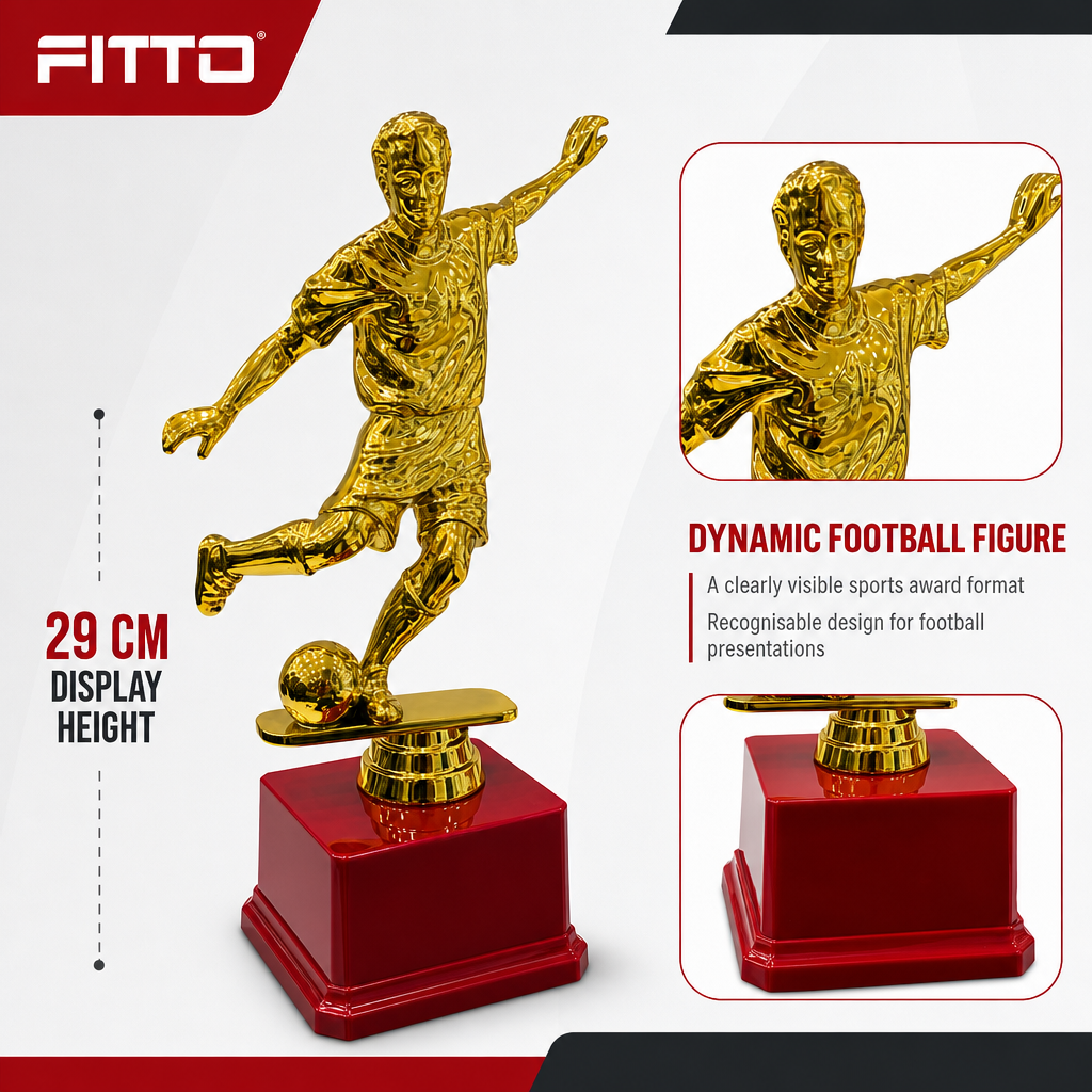 72 Pieces Football Player Trophy, 29 cm, Gold-Tone Sports Award with Red Base