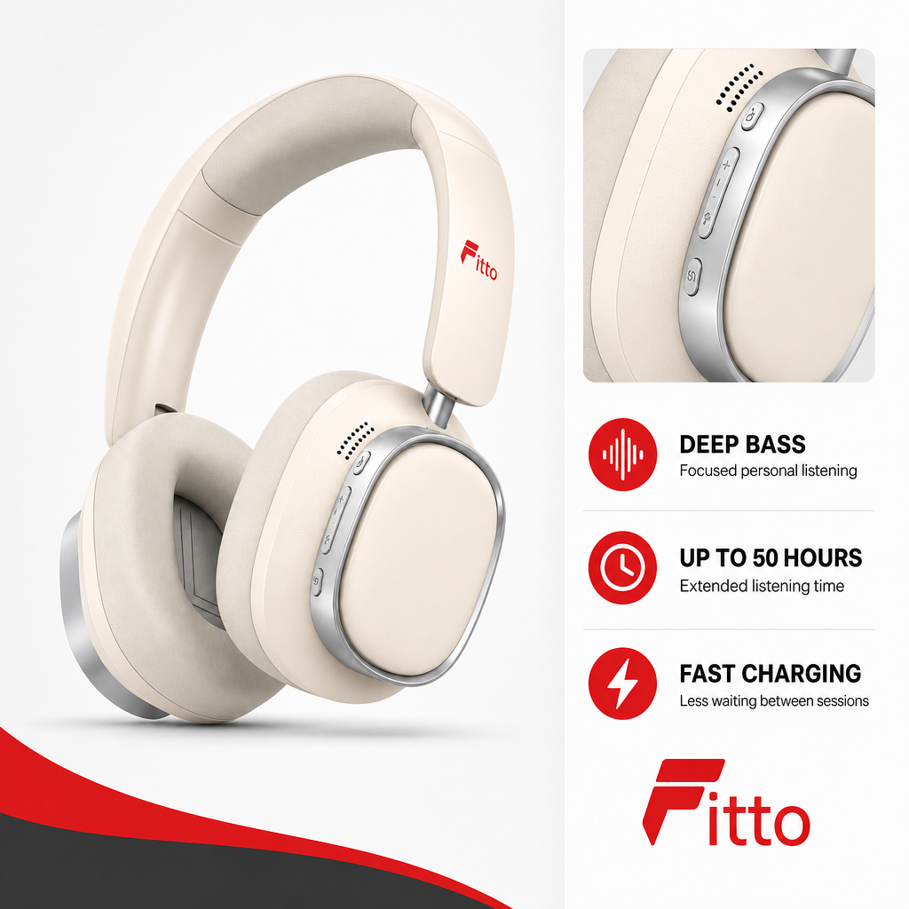 48 Pieces Wireless Over-Ear Headphones with Deep Bass, Up to 50 Hours Listening Time and Fast Charging