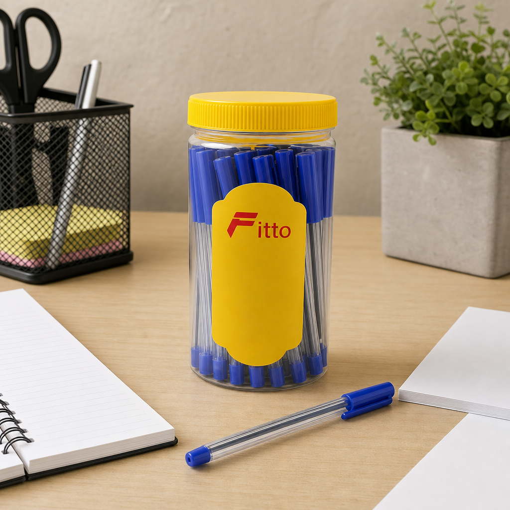 96 Pieces Ball Pens, Blue Ink, 25 Pack, Clear-Barrel Writing Pens for Office, School and Everyday Note Taking