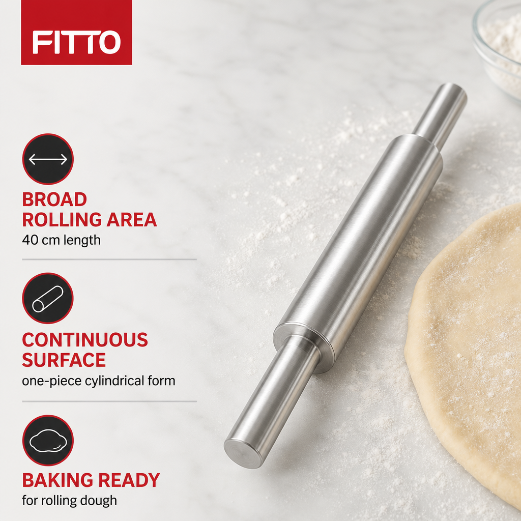 96 Pieces Stainless Steel Rolling Pin, 40 cm, Cylindrical Baking Tool, 1 Piece