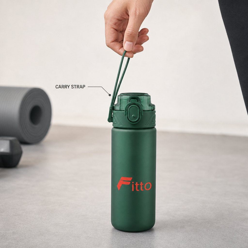 96 Pieces Sports Water Bottles with Carry Strap, 800 ml, Green