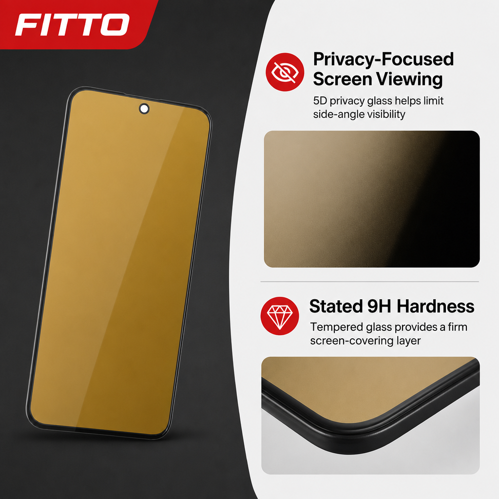 144 Pieces 5D Privacy Tempered Glass Screen Protectors for iPhone 16 Plus, 9H Hardness