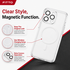 96 Pieces Crystal Clear Magnetic Phone Cases for iPhone 13 Pro, Magnetic Ring for Wireless Charging, Raised Camera Protection