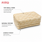 96 Pieces Handwoven Bamboo Rectangular Storage Box with Lid, Natural, 6 x 5 Inch