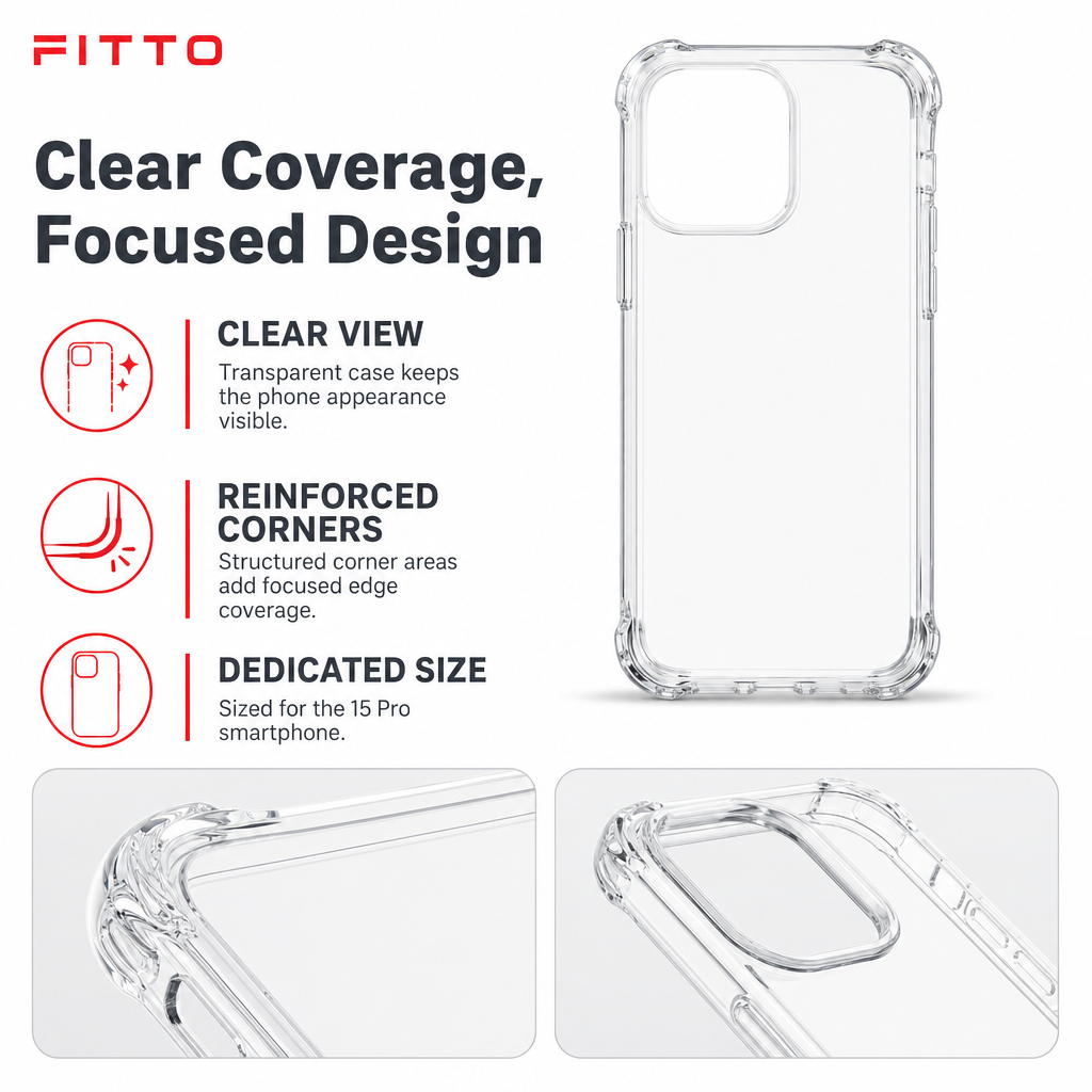 240 Pieces Clear Protective Phone Cases with Reinforced Corners for 15 Pro Smartphone