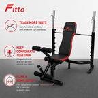 48 Pieces Adjustable Weight Benches with Barbell Rack and Preacher Curl, Multi-Position Steel Frame, 130 kg Capacity