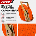 72 Pieces Ratchet Tie-Down Cargo Strap with Metal Ratchet, 5 cm x 5 m, Orange and Blue, 1 Set