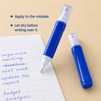 144 Pieces Correction Fluid Pens, 2 Pieces, Blue and White, 12 ml Each
