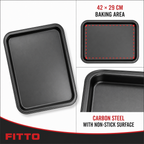 96 Pieces Black Rectangular Carbon Steel Non-Stick Baking Tray, 42 × 29 cm, 1 Piece