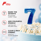 240 Pieces Number 7 Birthday Cake Candle, Light Blue and Blue Glitter Design, 2 Inch, Single Candle