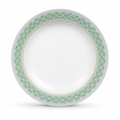 96 Pieces Melamine Dinner Plate, 11 Inch Round Tablewares, White with Green and Yellow Pattern