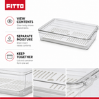 96 Pieces Clear Rectangular Food Storage Containers with Lid and Drain Insert, 27 × 15 × 5 cm