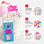 240 Pieces Happy Birthday Candle Set, 20 Candles With 20 Holders and Birthday Banner for Cake Party Decorations