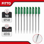 144 Pieces 77 Ball Pens, Green Ink, 10 Pack