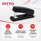 120 Pieces Black Heavy-Duty Staplers, 55 mm, 20-Sheet Capacity, Compatible with 24/6 and 26/6 Staples, 1 Piece
