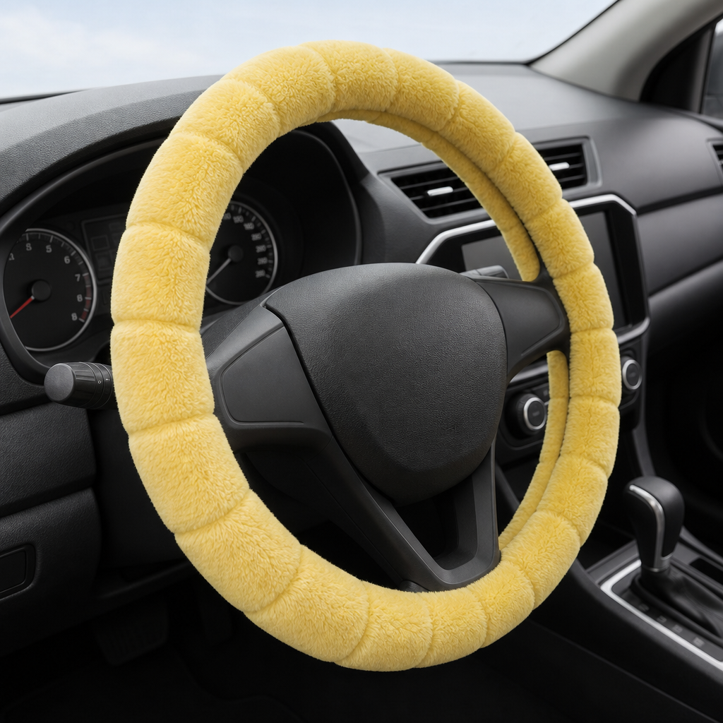 96 Pieces Plush Steering Wheel Covers, Yellow, 40 x 40 x 5 cm, Fits Most Cars