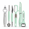 120 Pieces 5-Piece Kitchen Tool Set, Mint and Black Utensils with Vegetable Peeler, Pizza Cutter and Bottle Opener