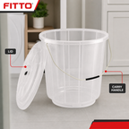 96 Pieces Transparent Plastic Bucket with Lid and Carry Handle, 13 Litre Household Pail