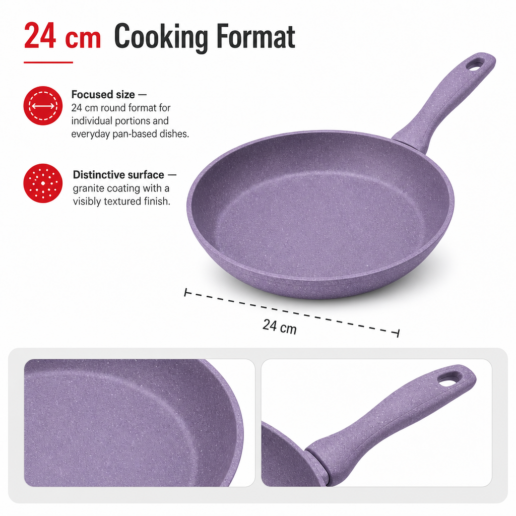 96 Pieces Granite-Coated Fry Pan, 24 cm, Purple