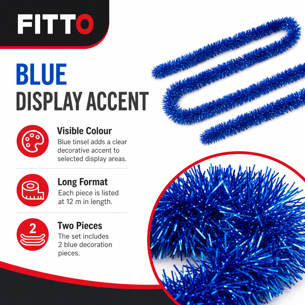 120 Pieces Blue Tinsel Decoration 7 cm x 12 m, 2 Pieces for Party Backdrops, Tables and Displays